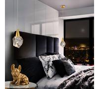 Schuller Valencia Lampada LED a sospensione Aquaria, vetro trasparente, dorata, poliedrica Schuller Valencia