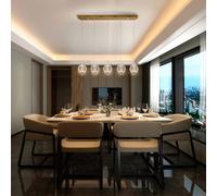 Schuller Valencia LED sospeso Austral oro/trasparente 5 luci lungo 354264