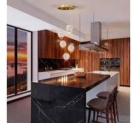 Schuller Valencia LED sospeso Austral oro/trasparente 5 luci tonda 354196