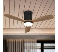 Schuller Valencia Ventilatore da soffitto a LED Siroco Mini, DC, silenzioso, nero/noce Schuller Valencia