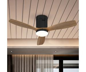 Schuller Valencia Ventilatore da soffitto a LED Siroco Mini, DC, silenzioso, nero/noce Schuller Valencia