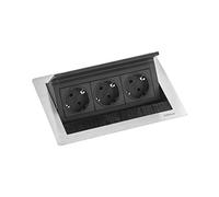 EVOLINE 1593 7010 1700 Flip Top Push S 3xSchuko Inossidabile, Acciaio Inox, 3 Schukosteckdosen