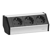 Evoline 159360001300 multipresa senza interruttore 3 scomparti nero / argento