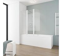 Schulte parete per vasca da bagno l.124 x a.140 cm, alpino bianco, 3 ante (48+41+35) pieghevoli, girevole 180° contro la parete, vetro di sicurezza 3 mm con serigrafia, guarnizione inclusa