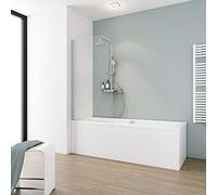 Schulte parete per vasca da bagno l.80 x a.140 cm, alluminio naturale, vetro sopravasca da bagno, montaggio sinistra destra, anta girevole 180° contro la parete, vetro di sicurezza 5 mm trasparente