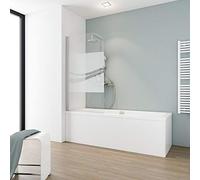 Schulte parete per vasca da bagno l.80 x a.140 cm, aspetto cromato, vetro sopravasca da bagno, montaggio sinistra destra, anta girevole 180° contro la parete, vetro di sicurezza 5 mm anticalcare