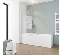 Schulte parete per vasca da bagno l.80 x a.140 cm, bianco, vetro sopravasca da bagno, montaggio sinistra destra, anta girevole 180° contro la parete, vetro di sicurezza 5 mm, guarnizione