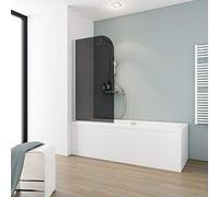 Schulte parete per vasca da bagno l.80 x a.140 cm, colore alluminio naturale, vetro sopravasca da bagno, montaggio sinistra destra, anta girevole 180° contro la parete, vetro di sicurezza 5 mm