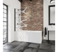 Schulte parete per vasca da bagno l.80 x a.140 cm, nero, vetro sopravasca da bagno, montaggio sinistra destra, anta girevole 180° contro la parete, vetro di sicurezza 5 mm, guarnizione