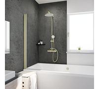 Schulte parete per vasca da bagno l.80 x a.140 cm, ottica oro, montaggio sinistra destra, vetro anta girevole 180° contro la parete, vetro di sicurezza 5mm anticalcare trasparente, guarnizione