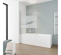 Schulte sopravasca da bagno 112 x 140 cm, aspetto cromato, 2 ante (71+41) pieghevoli, vetro parete per vasca da bagno, girevole 180° contro la parete, vetro di sicurezza 5 mm con serigrafia