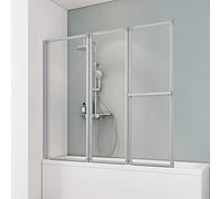 Schulte sopravasca da bagno 152 x 140 cm, alu-naturale, 3 ante (72+40+42) pieghevoli, girevole 180° contro la parete, montaggio sinistra destra, vetro di sicurezza 3 mm trasparente, guarnizione