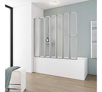 Schulte sopravasca da bagno 159 x 140 cm, colore alu-naturale, 7 ante (27+6 * 22) pieghevoli, vetro parete per vasca da bagno, vetro polistirolo acrilico 3 mm, guarnizione inclusa