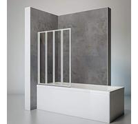Schulte sopravasca da bagno 93x121 cm, alu-naturale, 4 ante (26+22+22+23) pieghevoli, vetro per vasco da bagno per incollare, girevole 180° contro la parete, vetro di sicurezza 3 mm trasparente