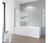 Schulte sopravasca da bagno l.114 x a.140 cm, aspetto cromato, 2 ante (60+52) pieghevoli, parete girevole 180° contro la parete, vetro di sicurezza 5 mm con decoro, guarnizione inclusa