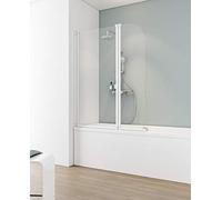 Schulte sopravasca da bagno l.115 x a.140 cm, alpino bianco, 2 ante (75+40) pieghevoli, parete girevole 180° contro la parete, vetro di sicurezza 3 mm trasparente, guarnizione inclusa