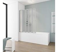 Schulte sopravasca da bagno l.115 x a.140 cm, alu-naturale, 5 ante (28+3x22+21) pieghevoli, parete per vasca da bagno, vetro polistirolo acrilico 3 mm, guarnizione inclusa