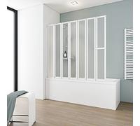 Schulte sopravasca da bagno l.159 x a.140 cm, alpino bianco, 7 ante (27+6 * 22) pieghevoli, parete per vasca da bagno, montaggio sinistra destra, vetro polistirolo acrilico 3 mm, guarnizione inclusa