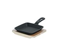 Schulte-Ufer Rustika Mini Grill Pan con Tagliere in ghisa 15x15cm