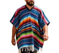 Schultertuch fr Damen, mit Fransen, in Poncho-Form, aus Polyester, Sommer, Strand und Freizeit, kalte Tage, leicht zu tragen, als ergänzendes Accessoire, klarer Form, Reisen, Azzurro, Taglia unica