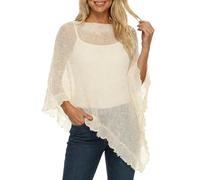 Schultertuch fr Damen, mit weicher Strickstruktur, aus Polyester, Sommer, Strand und Freizeit, kalte Tage, leicht zu tragen, als ergänzendes Accessoire, klarer Form, Reisen, bianco, Taglia unica