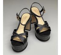 SCHUTZ Keefa Casual Donna Pelle Sandali Nero Plateau 4 " Tacco Scarpe Misura 7B