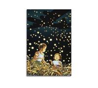 SCHUWEFA Poster decorativo da parete a tema anime con la tomba delle lucciole, stampa artistica su tela, poster decorativo moderno per camera da letto, 20 x 30 cm