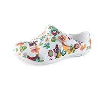 Schu'ZZ - Globule stampato - Zoccoli in plastica da donna, comodo, leggero, ultra resistente, certificato CE - per la casa e le attività all'aria aperta, Toucan., 39 EU