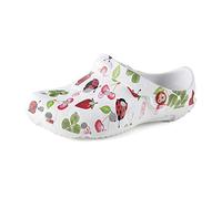 Schu'ZZ - Globule stampato - Zoccoli in plastica da donna, comodo, leggero, ultra resistente, certificato CE - per la casa e le attività all'aria aperta, fragola, 39 EU