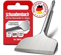 SCHWABENBACH ® Scalpello per piastrelle ad angolo, 75 x 250 mm, SDS Plus, strumento di rimozione delle piastrelle, ideale per rimuovere l'intonaco, scalpello piatto, punta extra temprata, martello