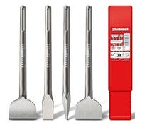 SCHWABENBACH SDS MAX - Scalpello da 4 pezzi, 280 mm, 2 scalpelli piatti da 25 mm e 50 mm + scalpello a punta da 25 mm + scalpello per piastrelle SDS MAX 50 mm (angolato) - estremamente robusto