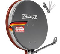 SCHWAIGER 258 Antenna satellitare 88cm Antenna SAT in alluminio Impianto satellitare Offset Antenna LNB Braccio di supporto Montaggio su palo Antenna satellitare grigio antracite