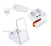 SCHWAIGER 661545 Presa da tavolo Supporto di ricarica USB Adattatore per presa multipla Schuko Stazione di ricarica Supporto per smartphone 2 prese Schuko 2 porte USB 1,5m