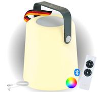 SCHWAIGER 661767 Lampada da tavolo portatile Bluetooth altoparlante batteria RGB LED lampada da comodino esterno lampada da giardino lampada altoparlante musica manico 10 W resistente agli spruzzi