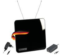 SCHWAIGER 720372 Antenna da interno DVB-T2 attiva con amplificatore antenna DAB+ DVB-T televisione LTE filtro di taglio ricezione televisione digitale aste telescopiche con supporto nero