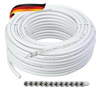 SCHWAIGER 9581 Cavo coassiale 25m 135dB Cavo antenna Cavo Sat 75 Ohm Cavo TV 5 volte schermato Resistente all'umidità Diametro cavo 8,2mm bianco incl. spina F