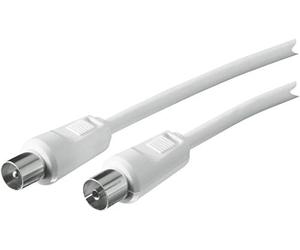 Schwaiger Cavo di collegamento per antenna 90 dB, 7,5 m, bianco, spina IEC > presa IC, schermatura a 2 strati, 75 Ohm, digitale, HDTV, DVB-C/DVB-T2