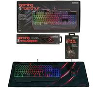 Schwaiger Gaming Bundle Tastiera + Mouse + Tappetino XXL RGB LED USB Nero