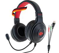 SCHWAIGER GHS1000 013 Cuffie auricolari Over-Ear con illuminazione a LED Microfono flessibile Cuscinetti auricolari in schiuma Fascia regolabile Cancellazione del rumore USB Con cavo 2,0 m