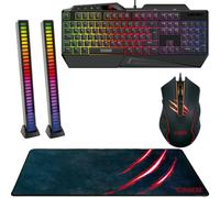 Schwaiger Gioco PC Set Tastiera + Mouse + Deskpad Mauspad + 2x Barra Luminosa