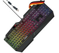 SCHWAIGER GT108 Tastiera da gioco per PC Tastiera per computer RGB Illuminazione Anti-Ghosting Tasti QWERTZ Supporto per smartphone Poggiapolsi Controllo multimediale Colore arcobaleno