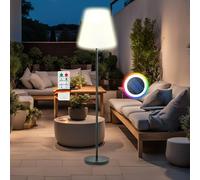 SCHWAIGER Solcellsutomhu - Lampada da terra a LED, da 1,5 m, controllabile, con telecomando, IP44, a prova di spruzzi, regolabile, con cambio di colore, 4 modalità di illuminazione
