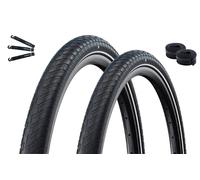 Schwalbe - 2 pneumatici per bicicletta Motion Big Apple RaceGuard ADDIX Green E-25, nero Reflex 50-507 (24 x 2.00) + 2 tubi Schwalbe AV10 con leva per pneumatici maxxi4you