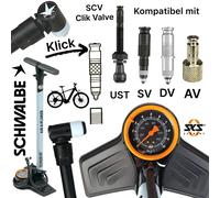 Schwalbe Bicicletta Pompa per SKS Air-X-Plorer Clik Valvola Klick Scv Sv Dv