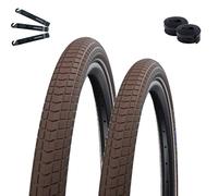 Schwalbe Big Ben K-Guard - 2 pneumatici per bicicletta Reflex marrone 50-622 (28 x 2.00) + 2 tubi Schwalbe SV19 lunghi (60 mm) con leva per pneumatici maxxi4you