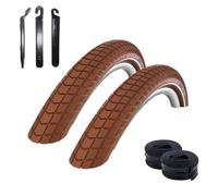 Schwalbe Big Ben - Set di 2 pneumatici per bicicletta marrone con Reflex 50-622 (28 x 2.00) + 2 tubi Schwalbe AV19 con leva per pneumatici maxxi4you