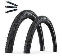 Schwalbe G-One Comp Plus, 2 pneumatici in filo metallico, Active PunctureGuard, composito verde, E-25, nero + Reflex 35-622 (28 x 1,35), con leva per pneumatici maxxi4you