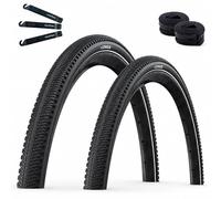 Schwalbe G-One Comp Plus, 2 pneumatici in filo metallico Active PunctureGuard Green Compound E-25 nero + Reflex 35-622 (28 x 1,35) + 2 camere d'aria Schwalbe SV17 con leva pneumatici maxxi4you