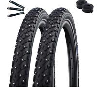 Schwalbe Marathon Winter Plus - 2 pneumatici per bicicletta, colore: Nero/Reflex 55-406 (20 x 2,15) + 2 tubi Schwalbe DV7 con leva per pneumatici maxxi4you