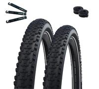 Schwalbe Smart, 2 pneumatici in filo metallico Performance Addix E-25 nero + Reflex 60-584 (27,5 x 2,35) + 2 camere d'aria Schwalbe DV19 con leva pneumatici maxxi4you